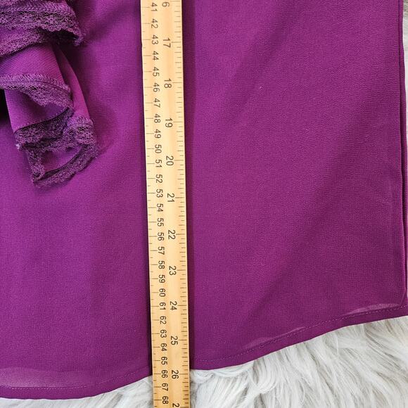 Vintage BFA Large Purple Ruffle Lace Blouse Romantic Victorian Academia Office - Picture 13 of 13